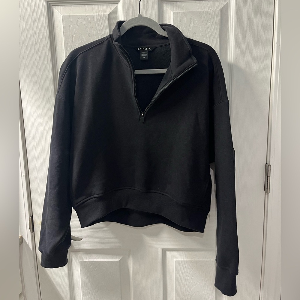 Athleta forever fleece 1/2 zip crop sweatshirt